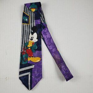 Mickey Unlimited Vintage 1990s Wacky Print + Inventor Mickey Polyester Wide Tie‎